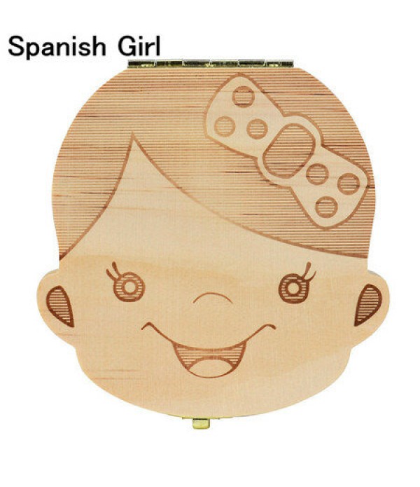 Baby Milk Teeth Wooden Storage Case Save Box Hair Holder Organizer for Girl Boys New Tooth Organizer - #1