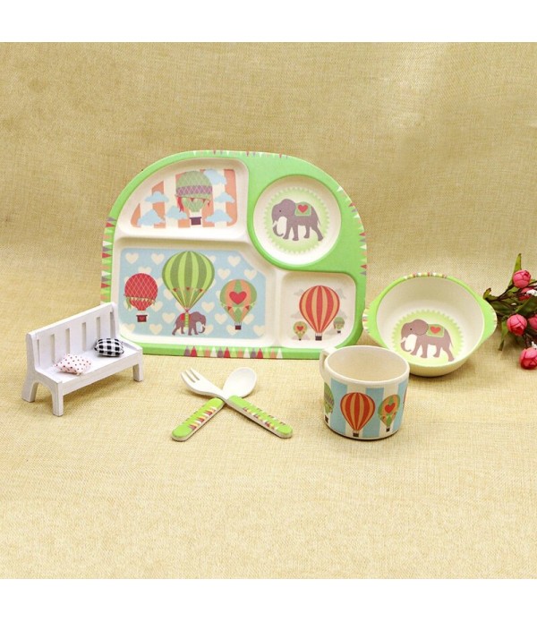 5Pcs/set Baby Learning Dishes Baby Fedding Dinner Plates Milk cup +Small bowl +bowl +fork + spoon Baby Tableware pratos - #1