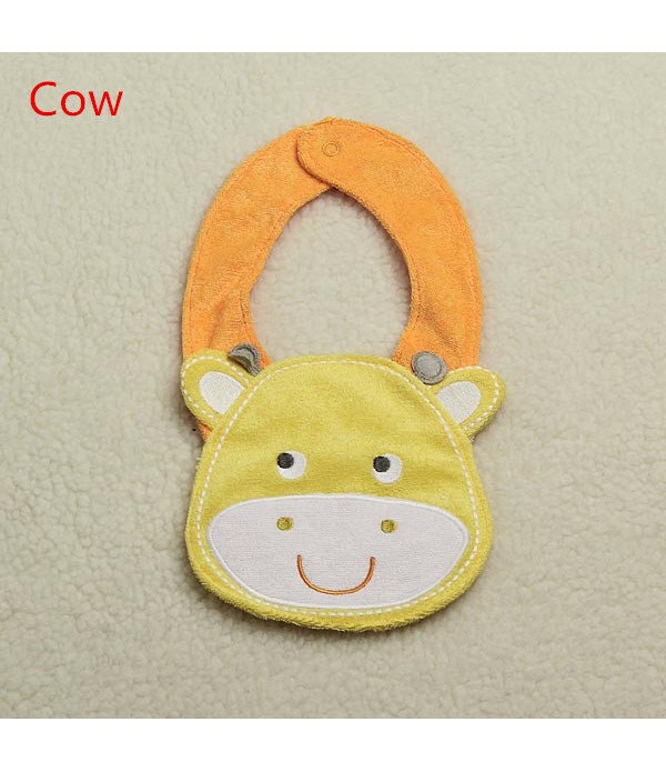 Baby Infant Cartoon Bib Waterproof Girl Boy Cotton Bibs Animals Soft Saliva Towels - Cow