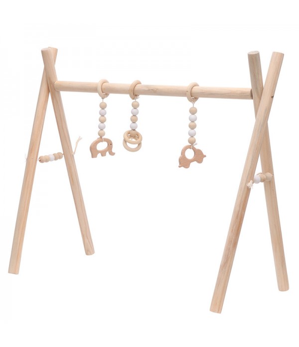 Wooden Baby Gym Toy Non Toxic Organic Play Stand Nursery Fun 3 Hanging Mobile Wood Rack Room Decoration -  Pink