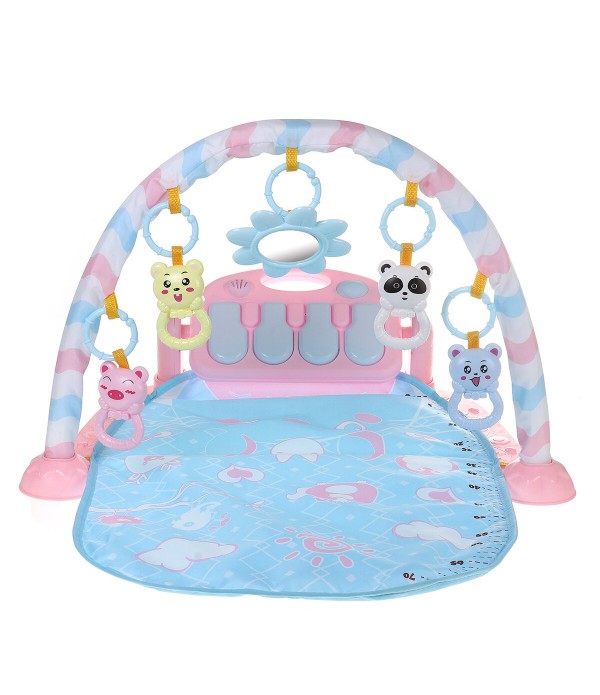 Baby Activity Play Mat Baby Gym Educational Fitness Frame Multi-bracket Baby Toys Music Piano Game Crawl Mats Rug - Pink
