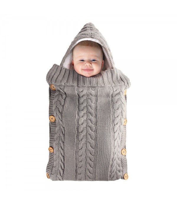 Winter Warm Infant Baby Sleeping Bag Button Knit Swaddle Swaddling Stroller Wrap Toddler Blanket Baby Sleeping Bag - Pink