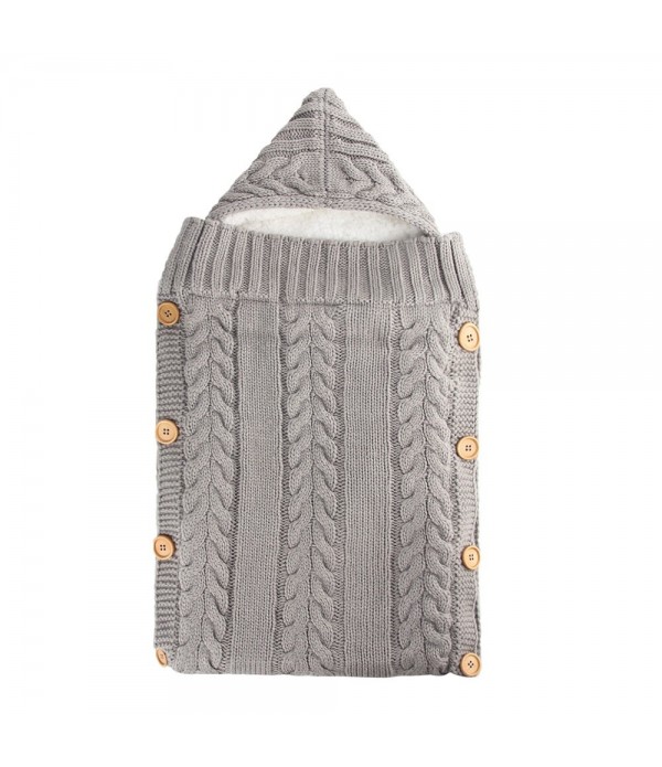 Winter Warm Infant Baby Sleeping Bag Button Knit Swaddle Swaddling Stroller Wrap Toddler Blanket Baby Sleeping Bag - Pink